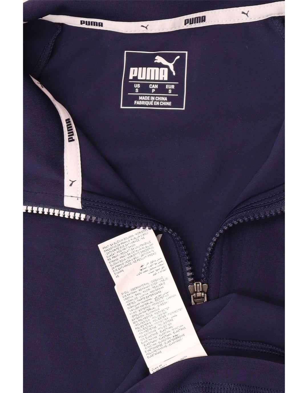 PUMA Pullover med lynlås til mænd, træningsdragt, lille marineblå polyester