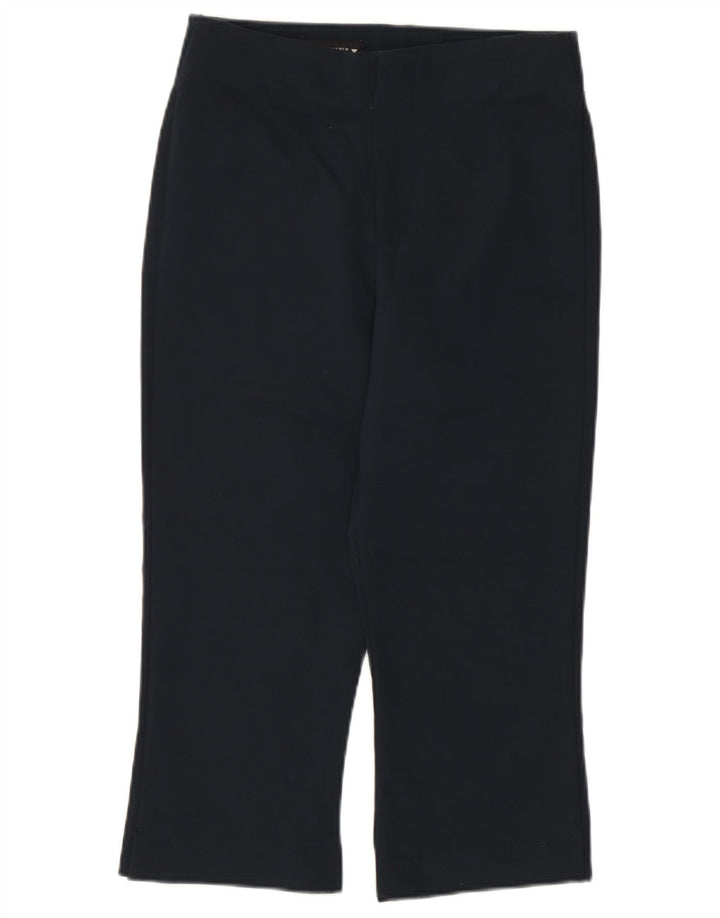 Zara Womens Capri Trousers Small W26 L19 Navy Blue Viscose