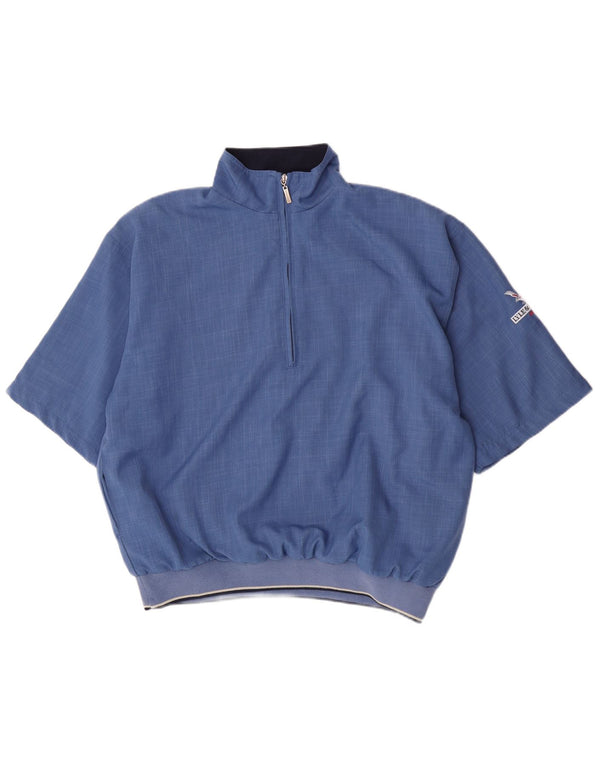 Lyle & Scott Herre Kortærmet Zip Neck Pullover Træningsdragt Top Medium Blue