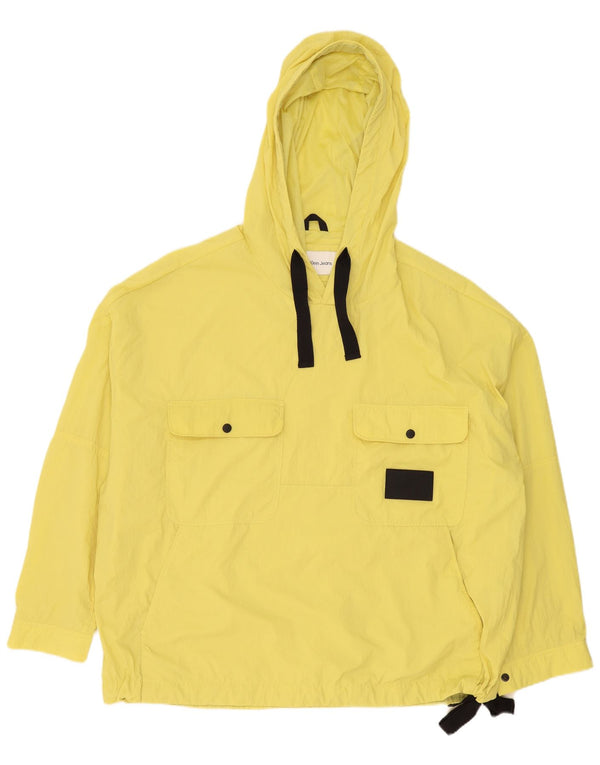 Calvin Klein Jeans Mens Loose Fit Hooded Rain Jacket UK 42 XL Yellow