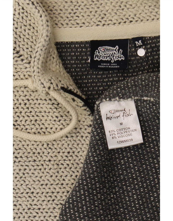 Weird Fish Mens Zip Neck Sweatshirt Jumper Medium Beige Cotton