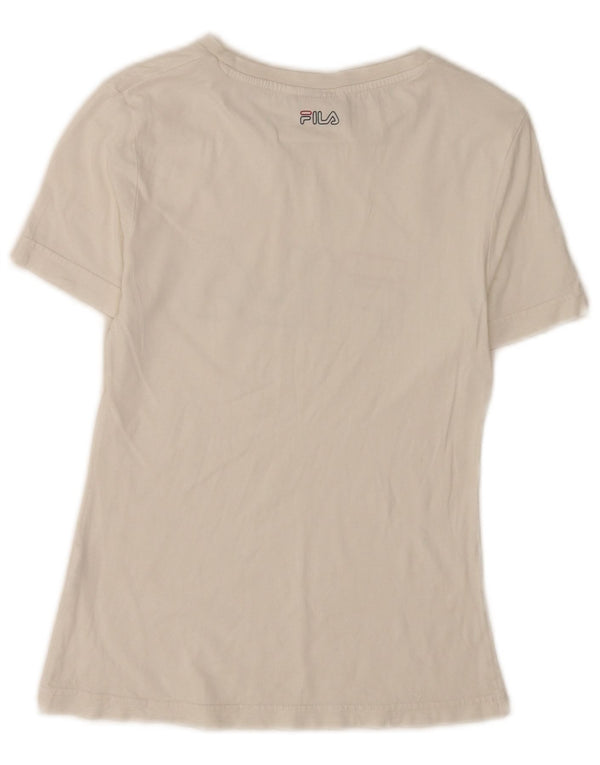 Fila Damen Kurzarm-T-Shirt mit Grafik, UK 4 XS, Weiß