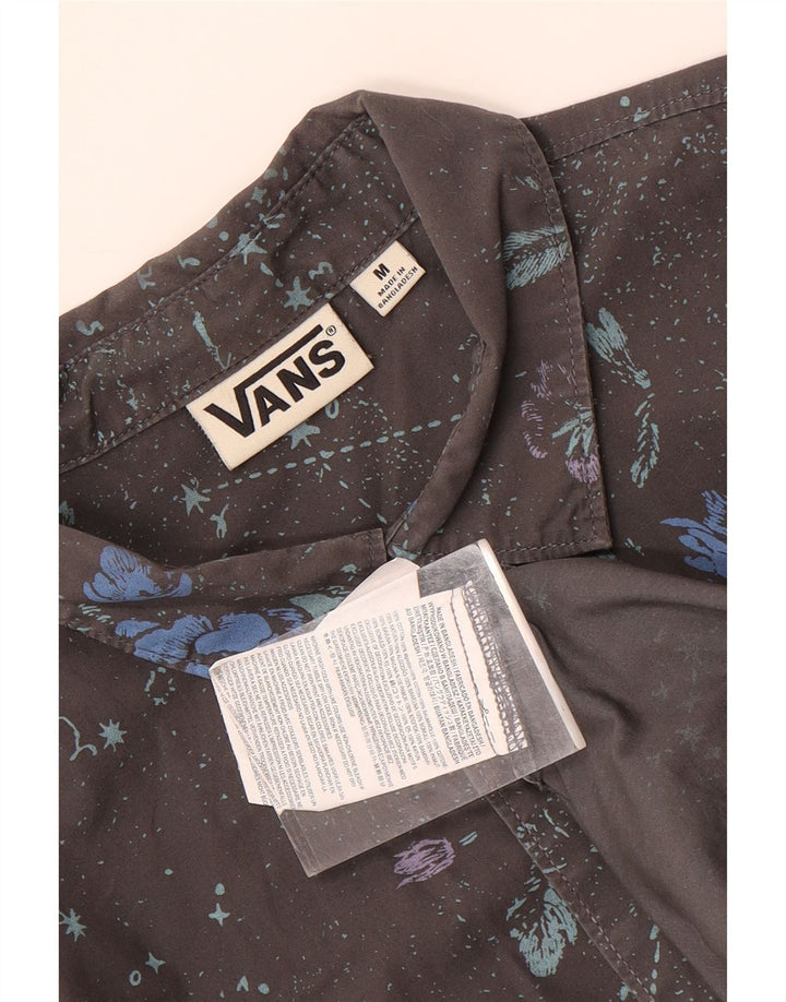 VANS Mens Short Sleeve Shirt Medium Grey Floral Cotton