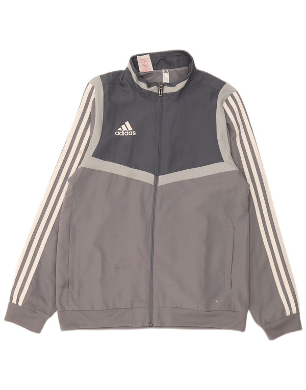 Jaqueta Adidas Menino Climalite Treino Top 13-14 Anos Cinza Colorblock