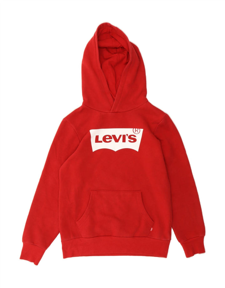 LEVI'S Boys Graphic Hoodie Jumper 13-14 Years Red Cotton Vintage Levi's and Second-Hand Levi's from Messina Hembry 