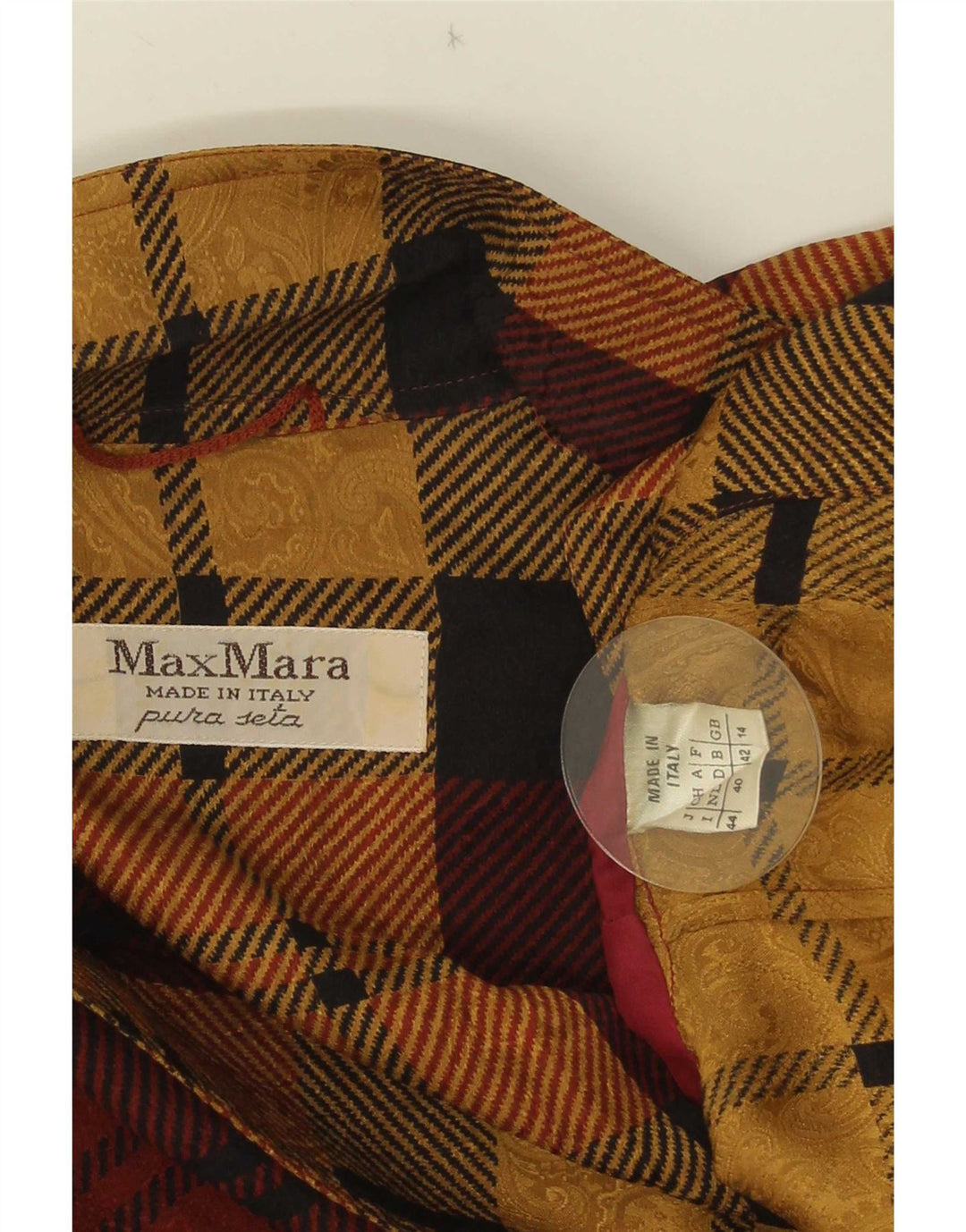 Giacca blazer doppiopetto da donna Max Mara UK 14 grande quadretto bordeaux