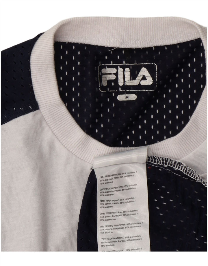 Fila Womens Graphic T-Shirt Top UK 14 Medium White Colourblock Polyester