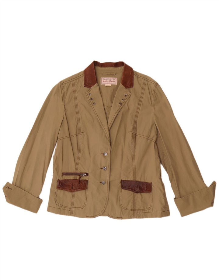 Marlboro Classics Chaqueta tipo blazer de 3 botones para mujer EU 48 2XL Caqui Colorblock