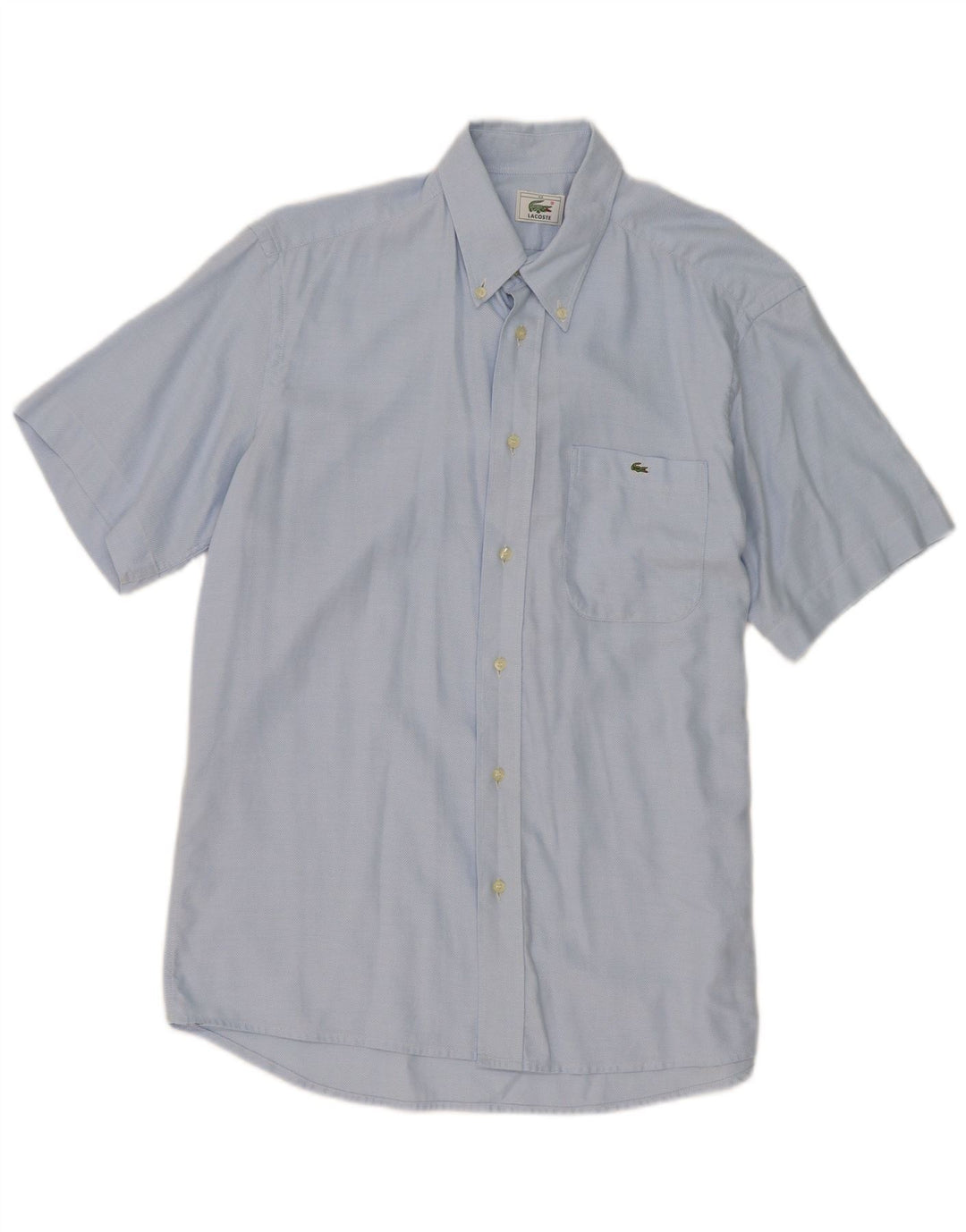 Camicia a maniche corte da uomo Lacoste taglia 40 in cotone blu medio