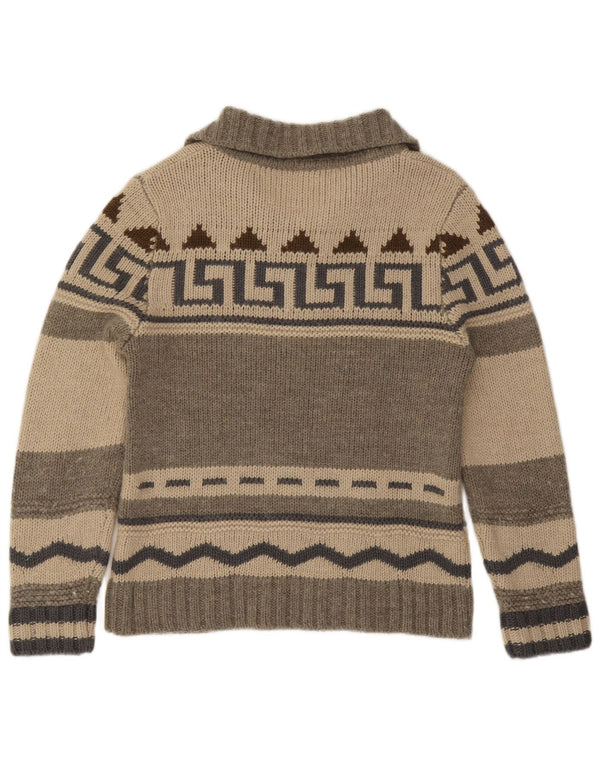 Vintage Herre Button Neck Jumper Sweater IT 50 Medium Grey Fair Isle