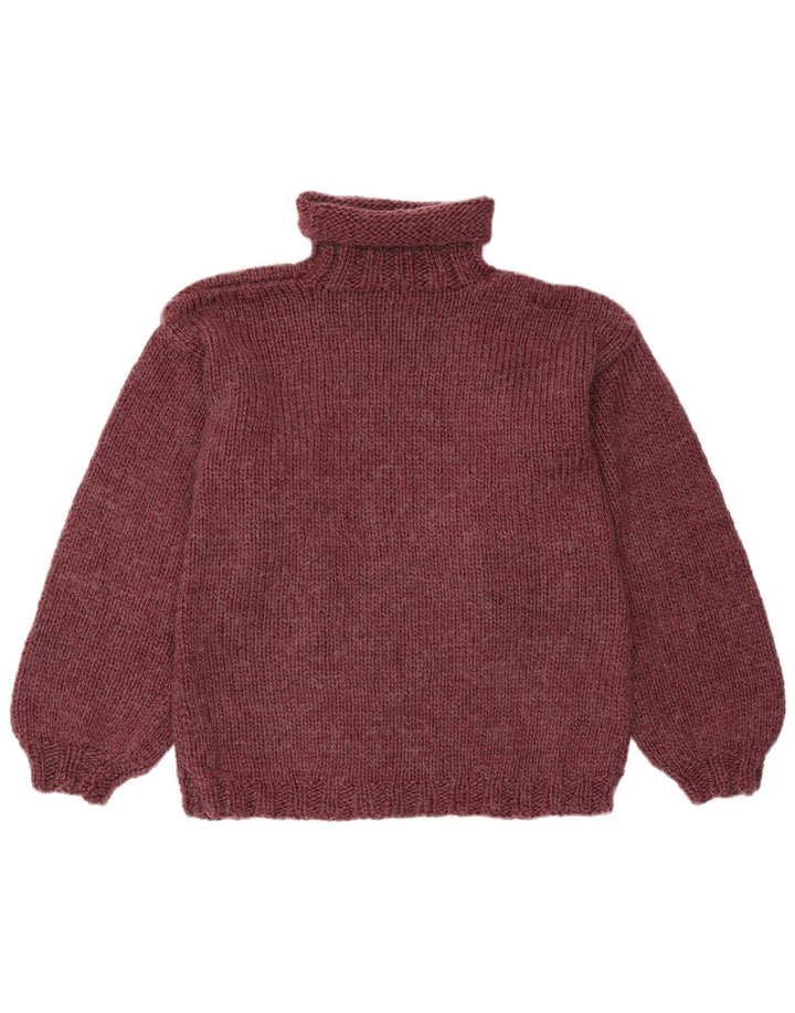 Vintage Womens Roll Neck Jumper Sweater UK 14 Medium Burgundy