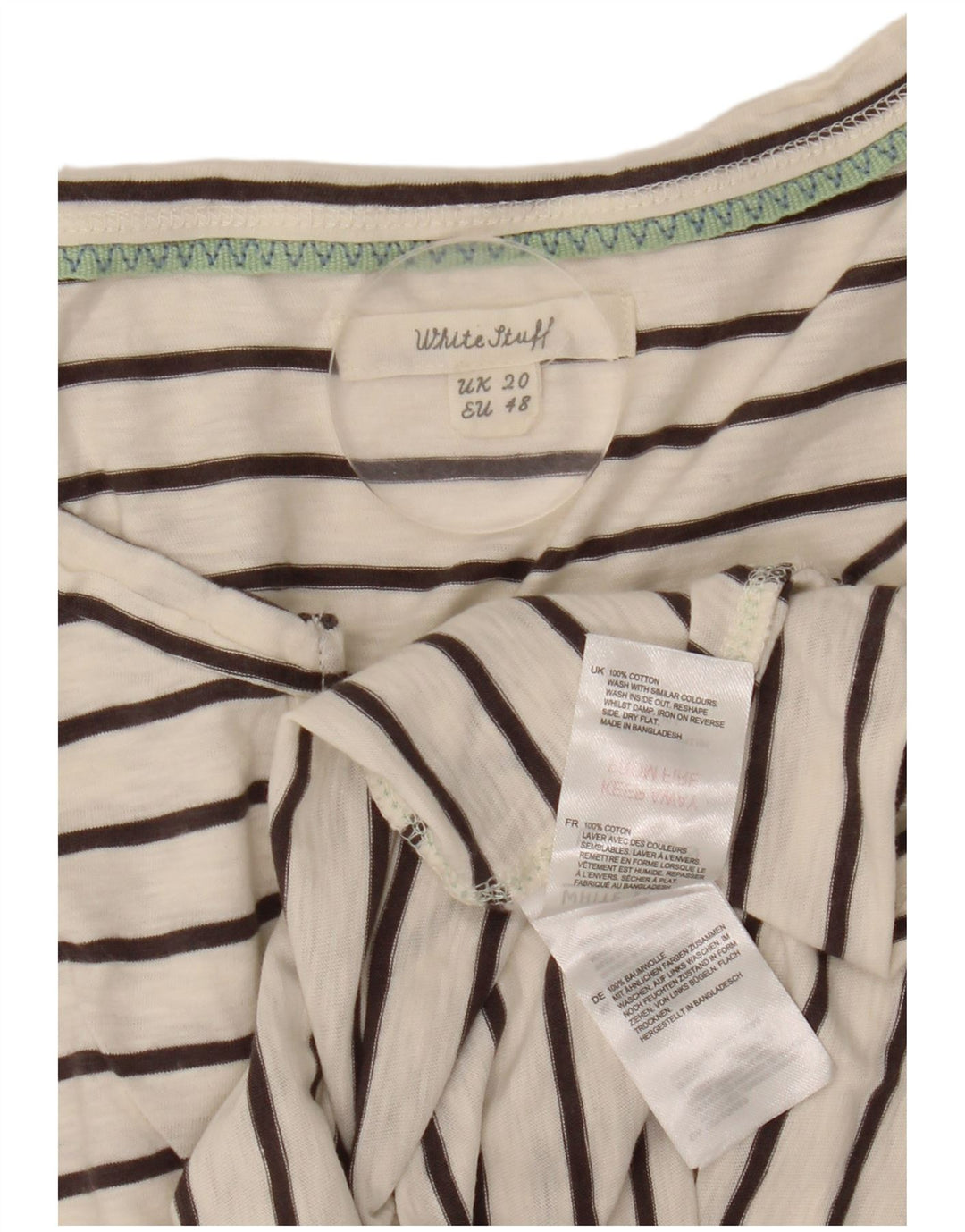 White Stuff Womens Vest Top UK 20 2XL White Striped Cotton