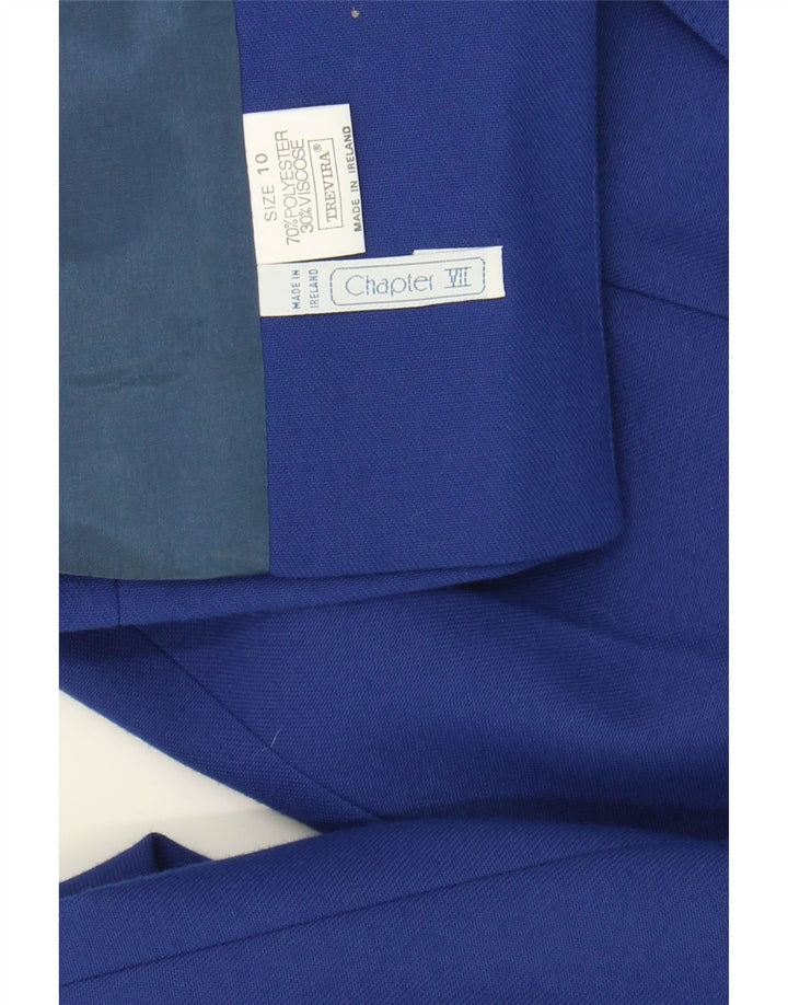 TREVIRA Womens 1 Button 2 Piece Skirt Set UK 10 Small W23  Blue Polyester Vintage Trevira and Second-Hand Trevira from Messina Hembry 