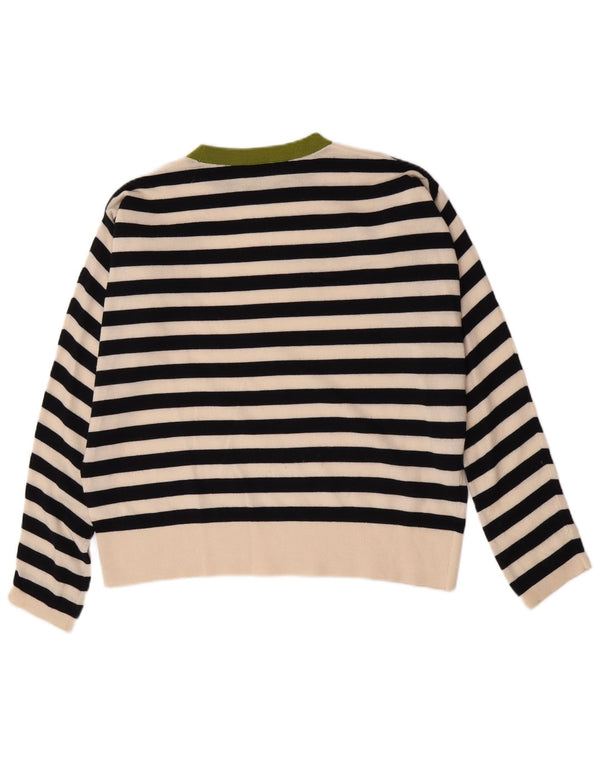 Cos Pulover supradimensionat pentru femei cu decolteu triplu UK 10 mic cu dungi negre
