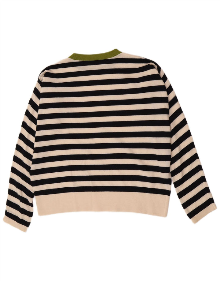Cos Dame Oversized Crew Neck Jumper Sweater UK 10 Lille sort stribet
