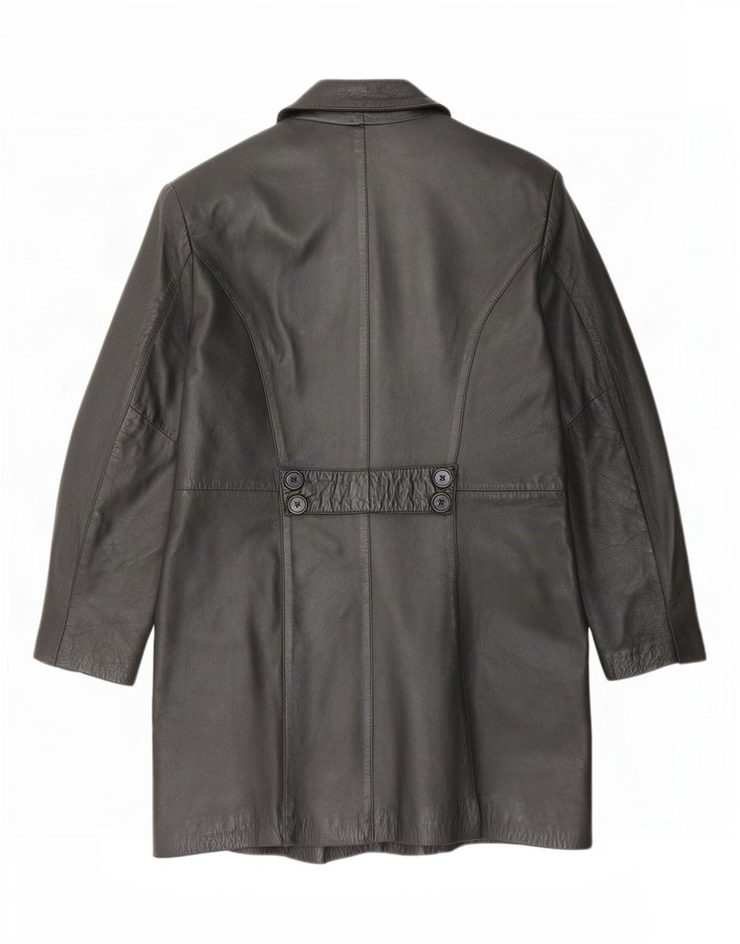 Vintage Womens Oversized Leather Coat IT 44 Medium Black