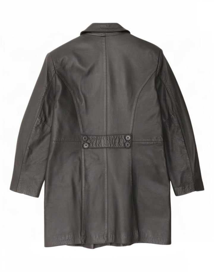 Vintage Womens Oversized Leather Coat IT 44 Medium Black
