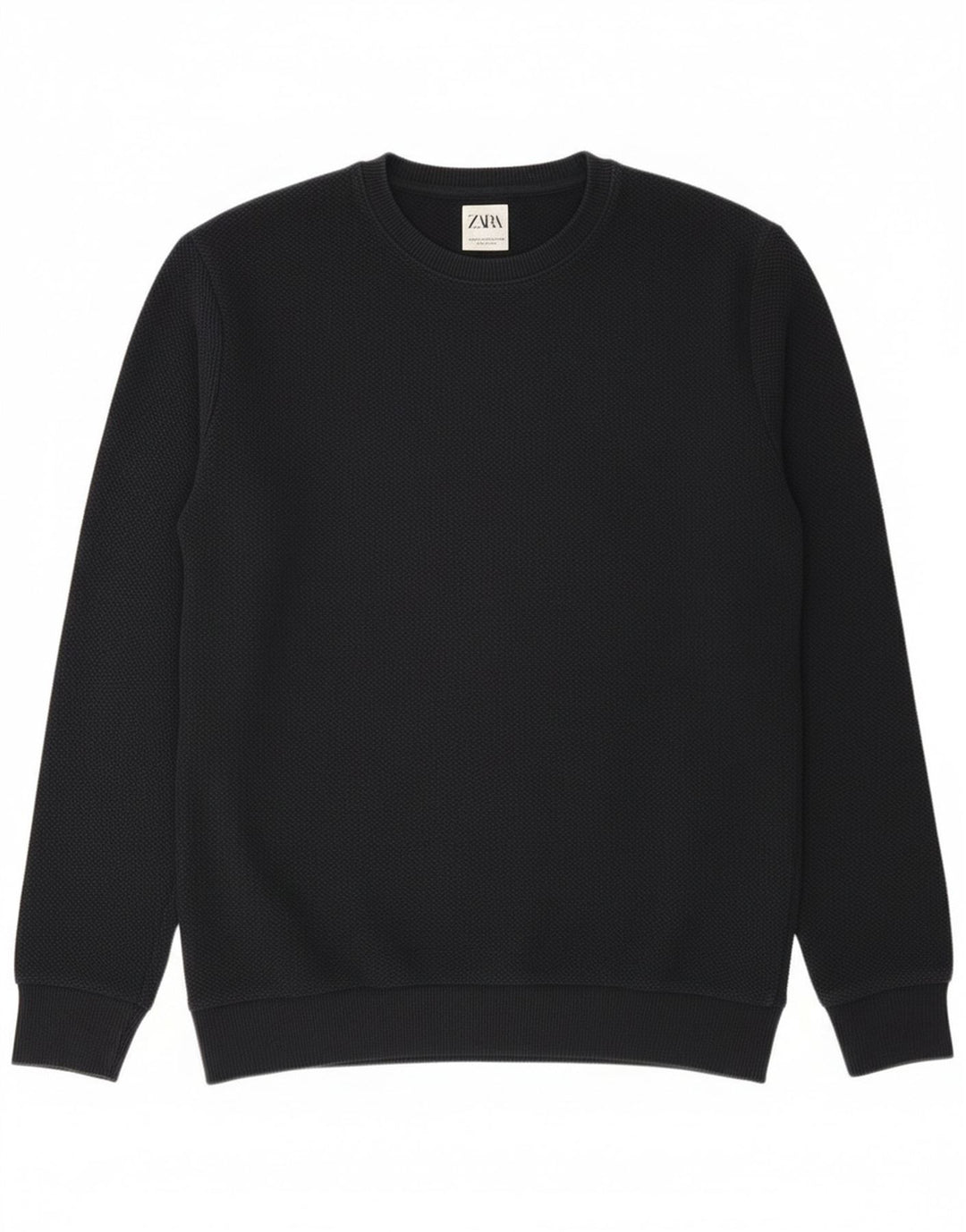 Zara Herre Crew Neck Jumper Sweater Medium Navy Blue Polyester