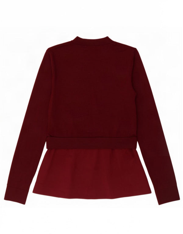 Cos Womens Crew Neck Jumper Sweater UK 6 XS Burgundy Wool