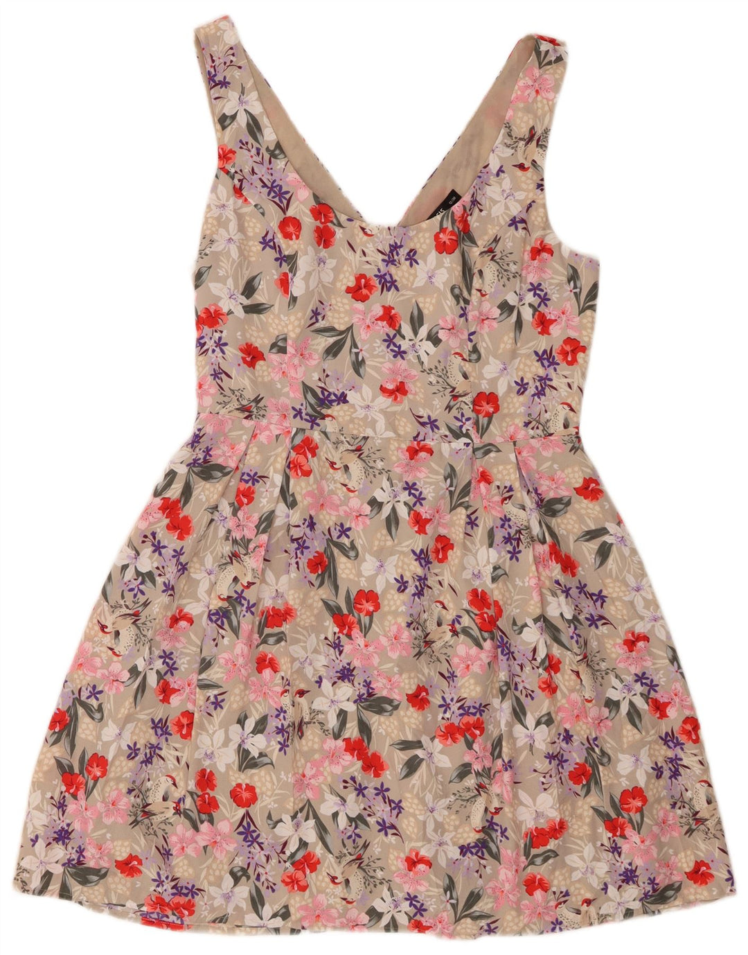 Oasis Womens Sundress UK 12 Medium Beige Floral Polyester