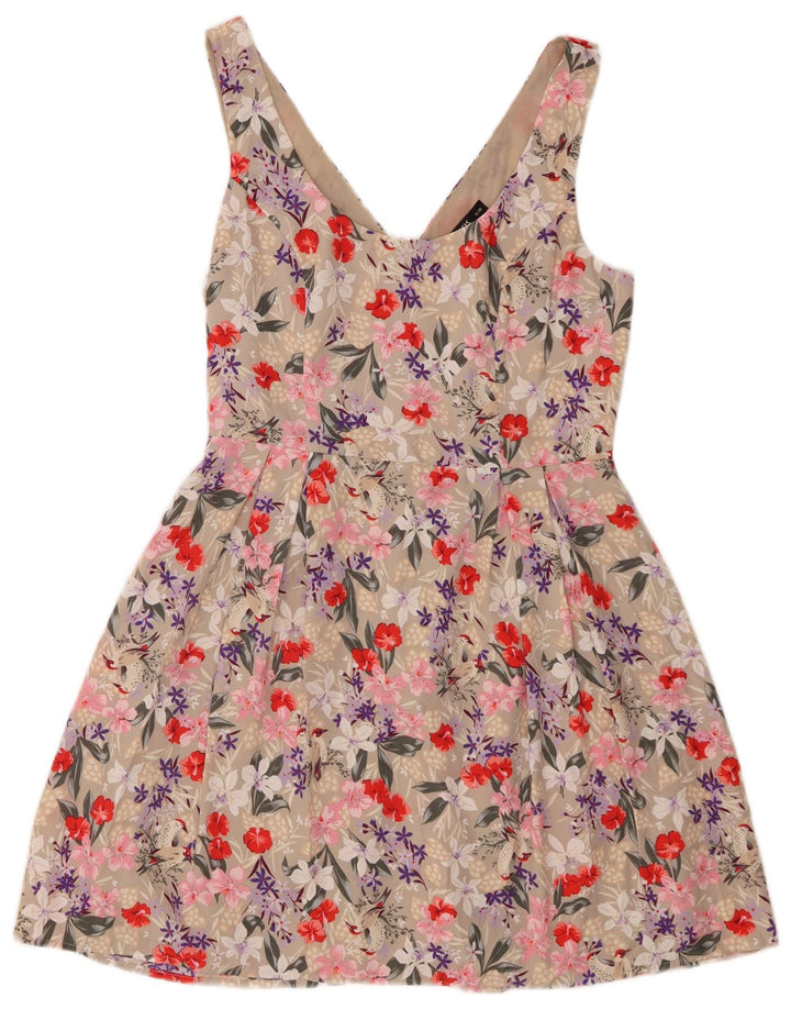 Oasis Womens Sundress UK 12 Medium Beige Floral Polyester
