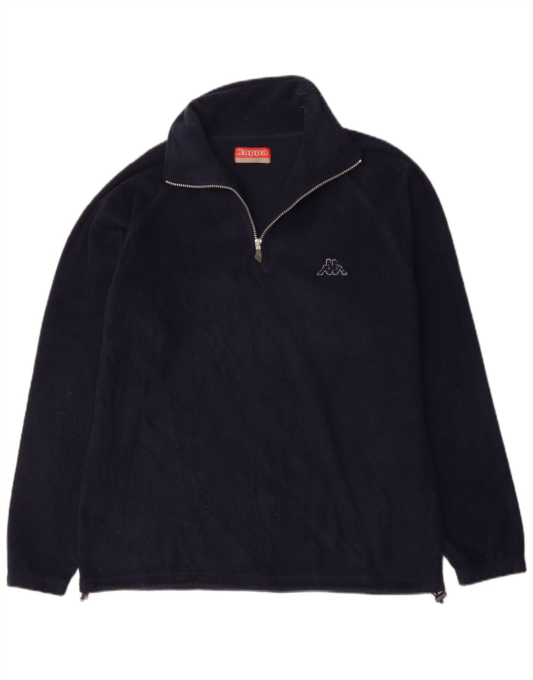 Kappa Herren-Fleecepullover mit Reißverschluss am Hals, groß, marineblaues Polyester