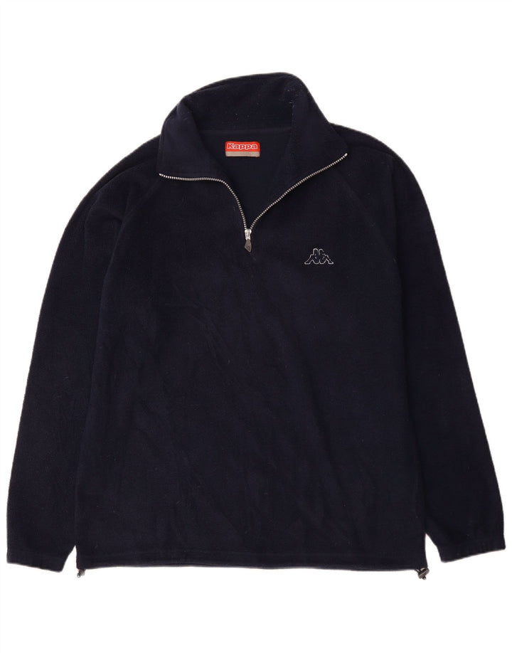 Kappa Herren-Fleecepullover mit Reißverschluss am Hals, groß, marineblaues Polyester