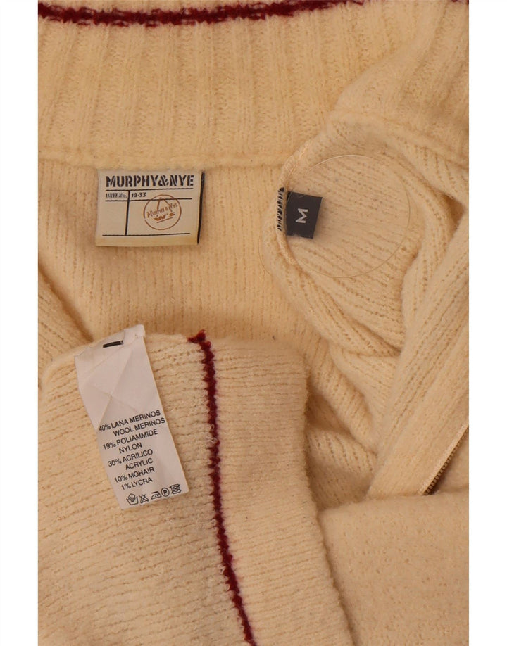 Murphy & Nye Womens Cardigan Sweater UK 14 Medium Off White Colourblock