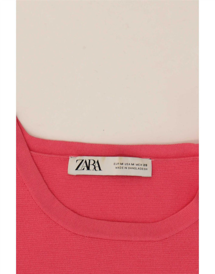 Zara Womens Crop Vest Top UK 12 Médio Rosa