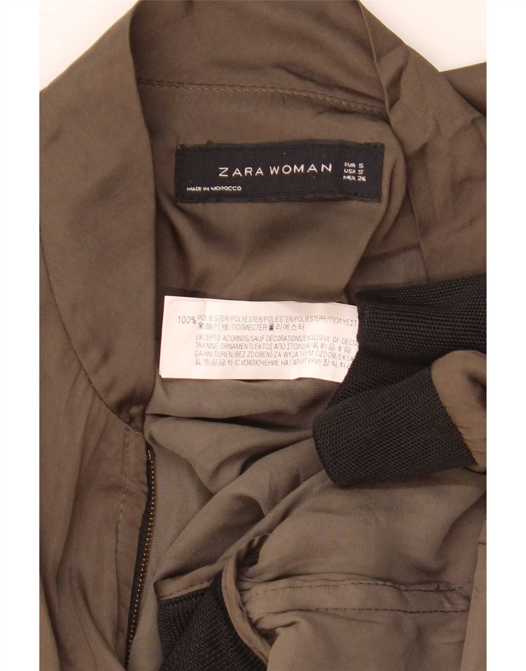 Zara Womens Oversized Bomber Jacket UK 10 Small Khaki Colourblock Polyester