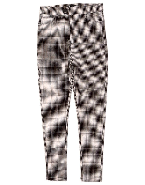 Calça skinny feminina Zara pequena W26 L27 preta houndstooth viscose