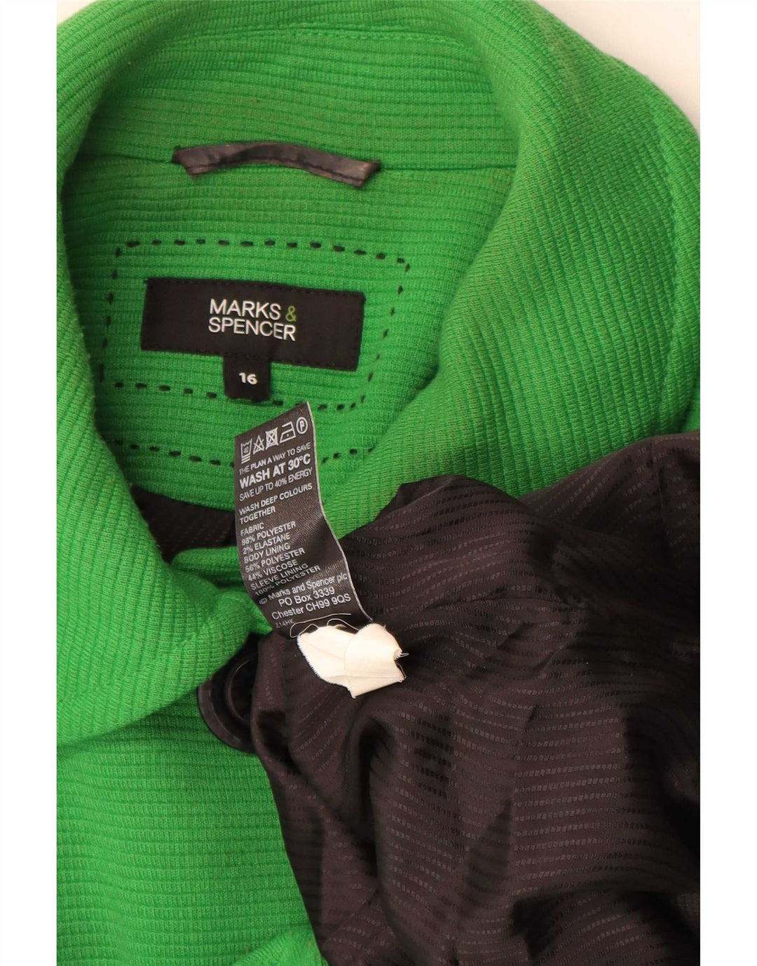 Marks & Spencer Womens 4 Button Blazer Jacket UK 16 Large Green Polyester