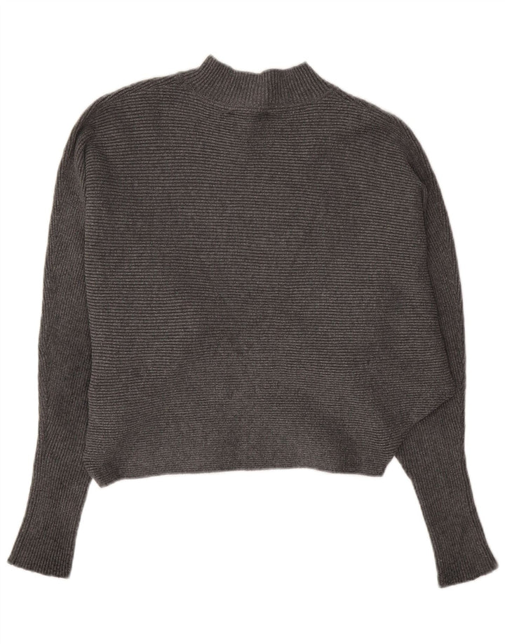 Maglione corto oversize con collo dolcevita corto da donna Zara UK 10 piccolo grigio