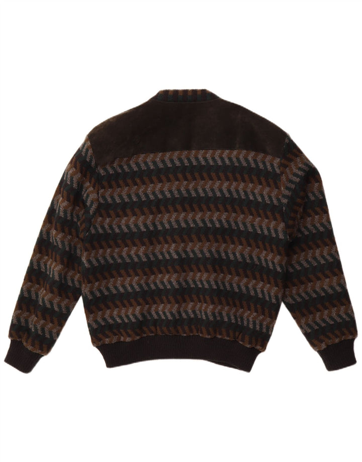 WESTBURY Mens Cardigan Sweater EU 48/50 Medium Brown Chevron Acrylic