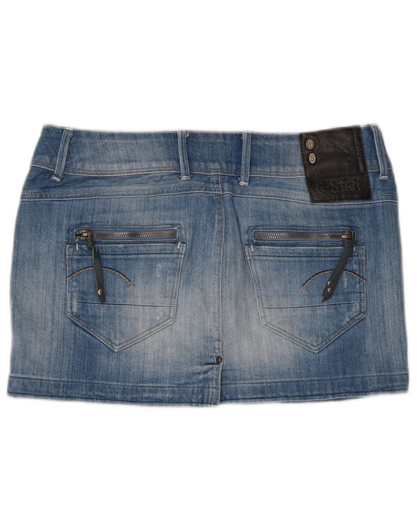 G-Star Damen-Jeansrock im Used-Look mit niedriger Taille, W27, klein, aus blauer Baumwolle