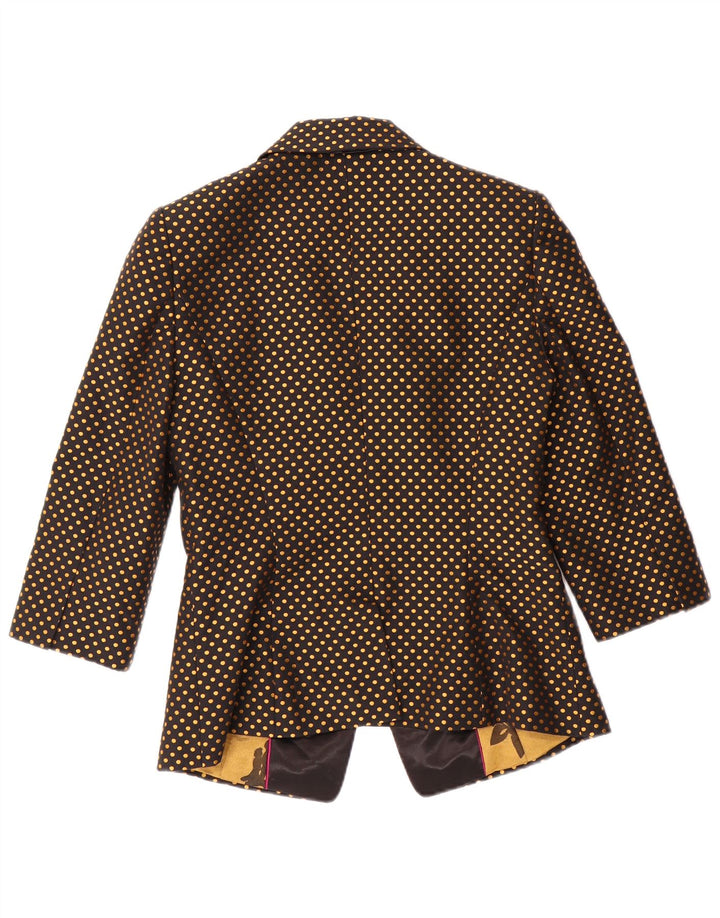 TED BAKER Dame 3/4-ærmet blazerjakke størrelse 2 Lille sort polka Dot