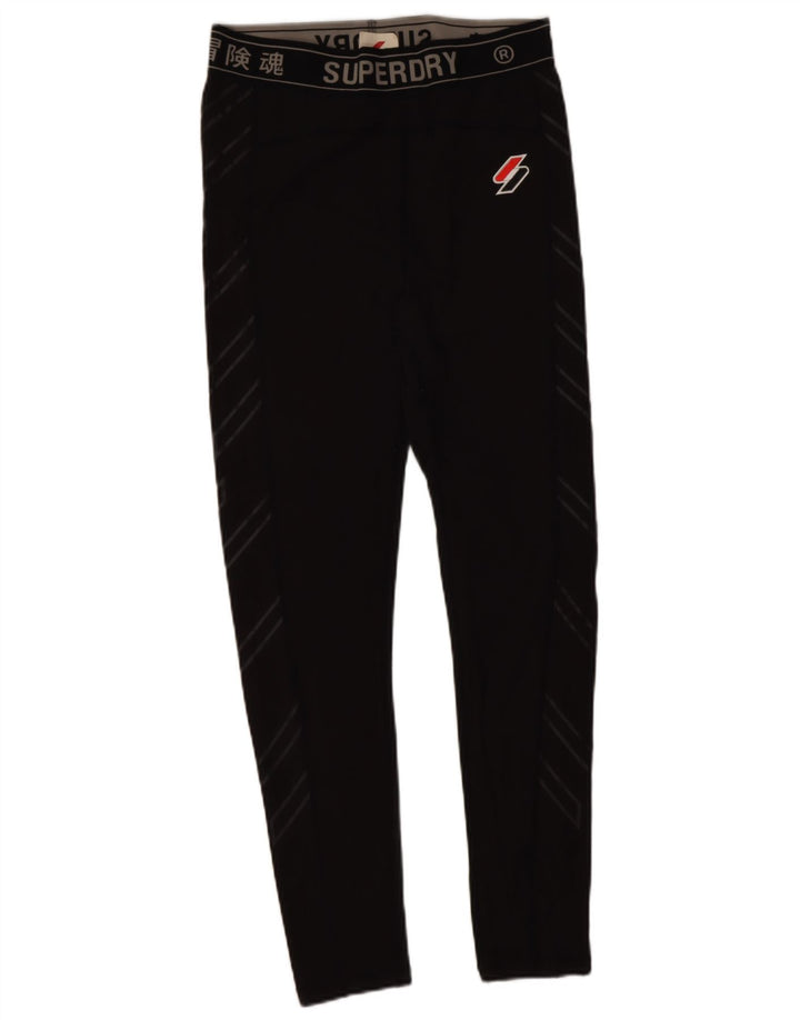 Superdry Damen Graphic Leggings UK 16 Large Schwarz Polyamid