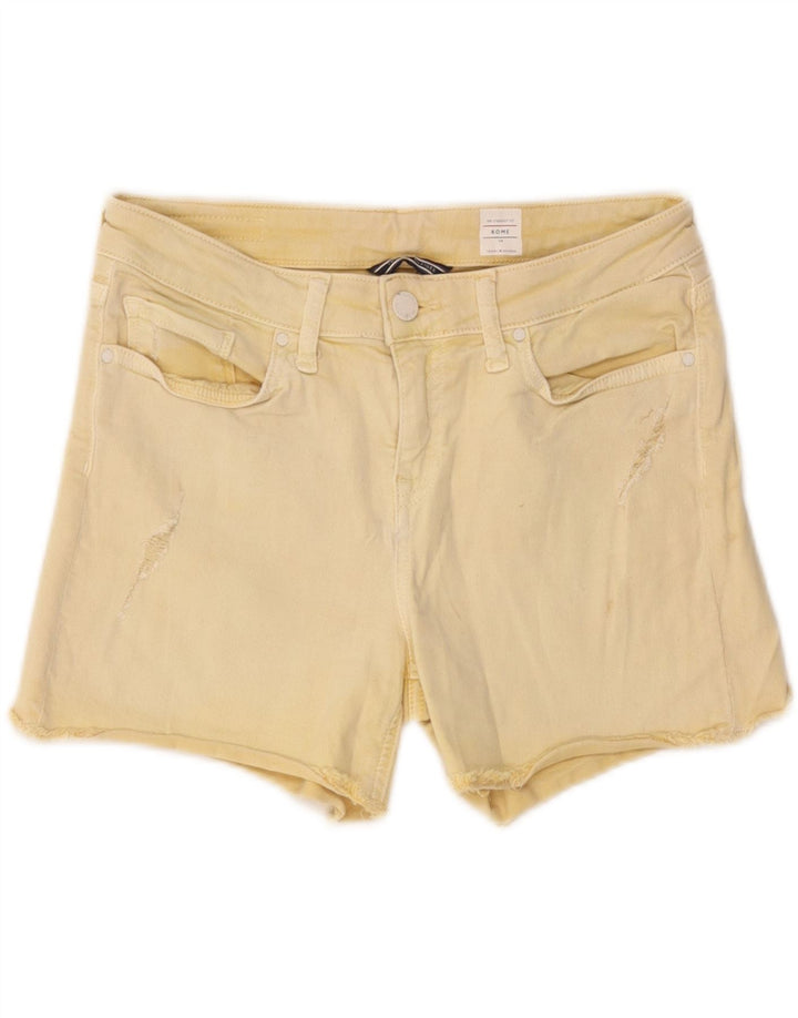 Tommy Hilfiger Womens Distressed Denim Shorts W28 Medium Yellow Cotton