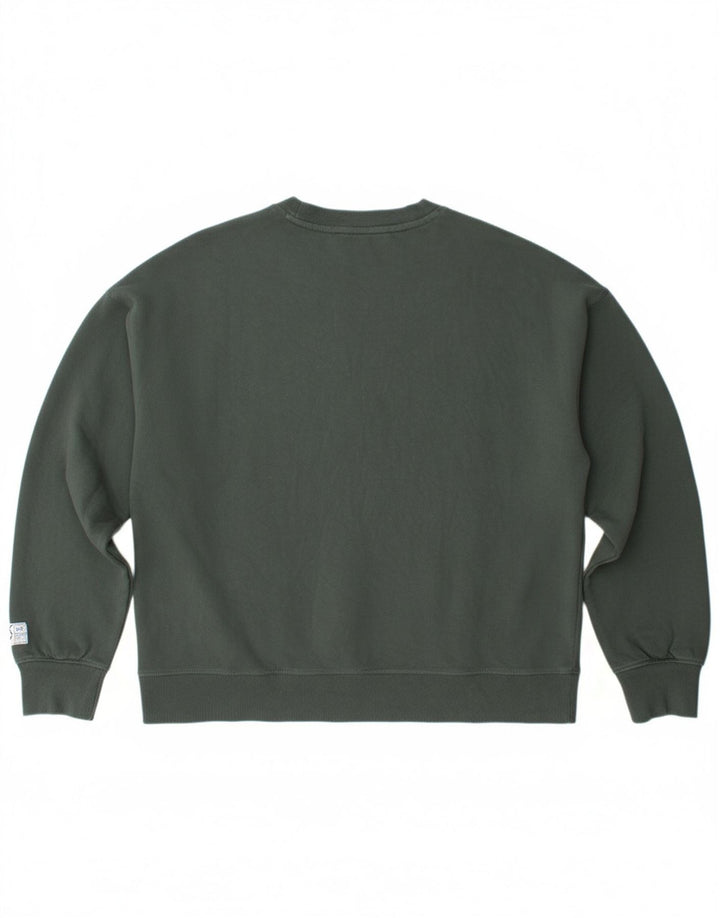 DKNY Womens Graphic Sweatshirt Jumper UK 14 Medium Green Cotton