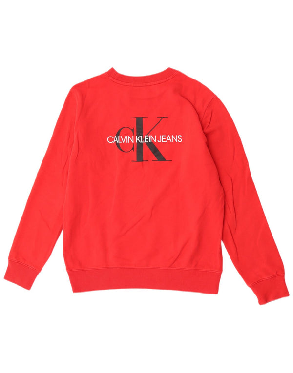 Felpa grafica da donna Calvin Klein Jeans Jumper UK 18 XL Rosso