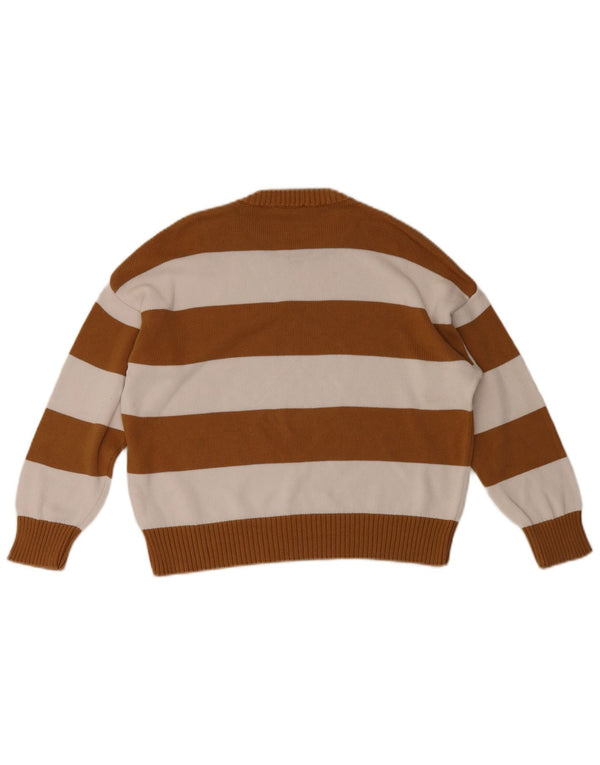 Pulover Benetton pentru femei cu decolteu rotund, cu dungi maro mici, UK 10