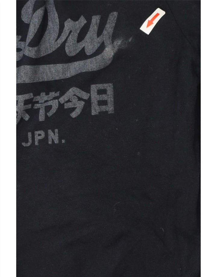 Superdry Mens Graphic Top Long Sleeve Large Navy Blue Cotton