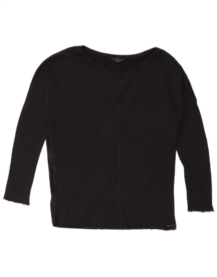 Guess Damen Übergroßes Top Langarm UK 10 Small Schwarz