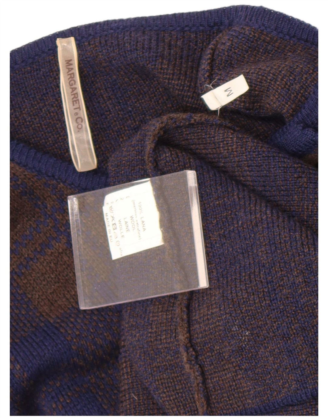 Vintage Womens Longline Cardigan Sweater UK 14 Medium Navy Blue Check