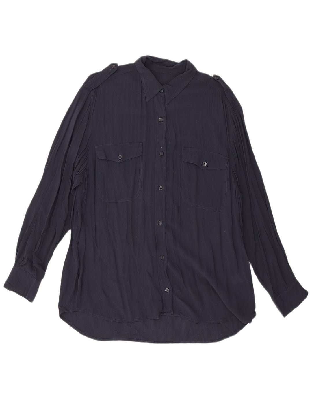French Connection Womens Shirt Blouse UK 12 Medium Navy Blue Viscose