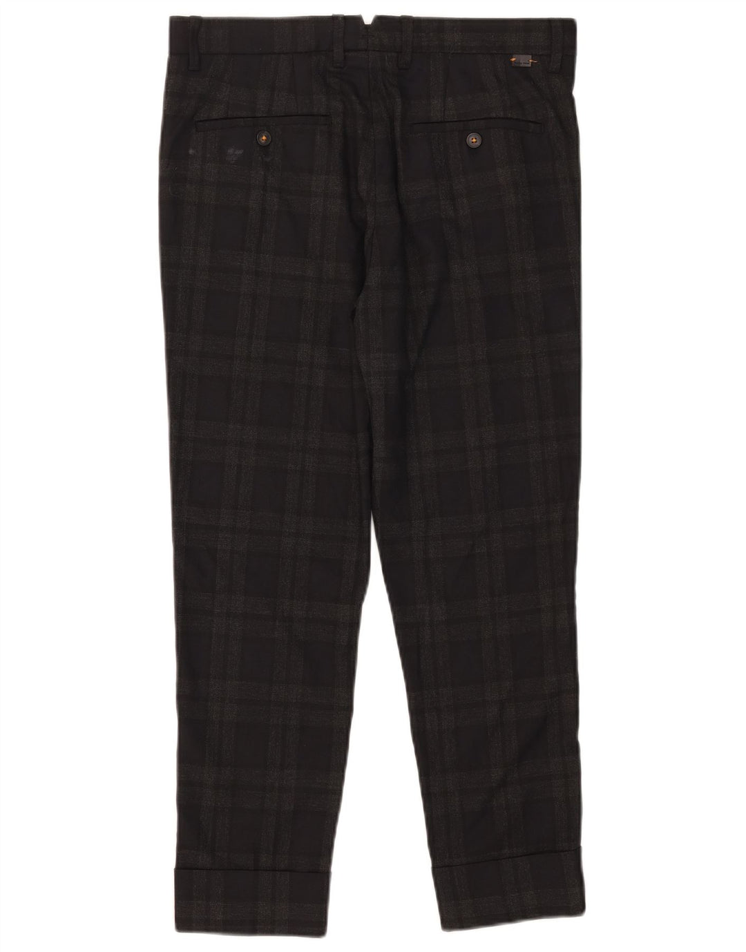 Zara Mens Slim Cropped Trousers EU 38 Small W30 L25 Grey Check Polyester