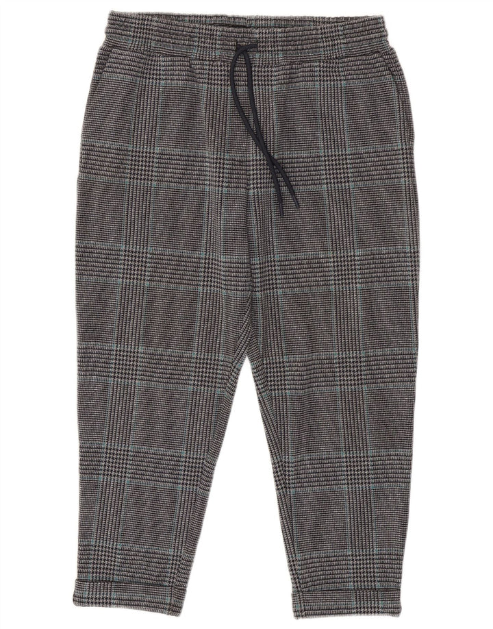MARKS & SPENCER Womens Capri Trousers UK 14 Large W34 L23  Grey Check