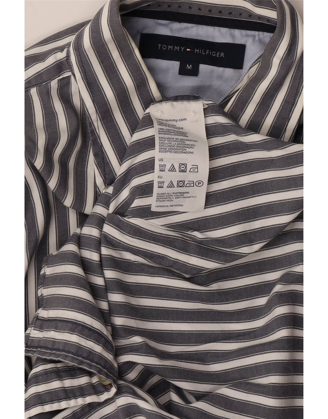 TOMMY HILFIGER Mens Shirt Medium Grey Pinstripe Cotton