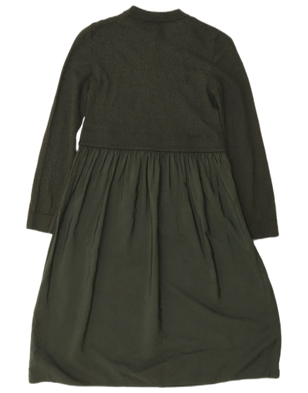 Cos Vestido escalonado de manga larga para mujer UK 6 XS Lana verde