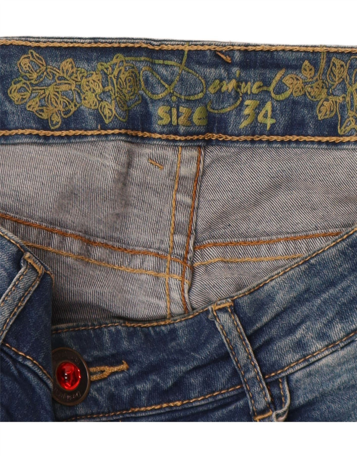 Desigual Pantaloni da jogging da donna a vita bassa Slim Jeans W34 L32 Patchwork blu
